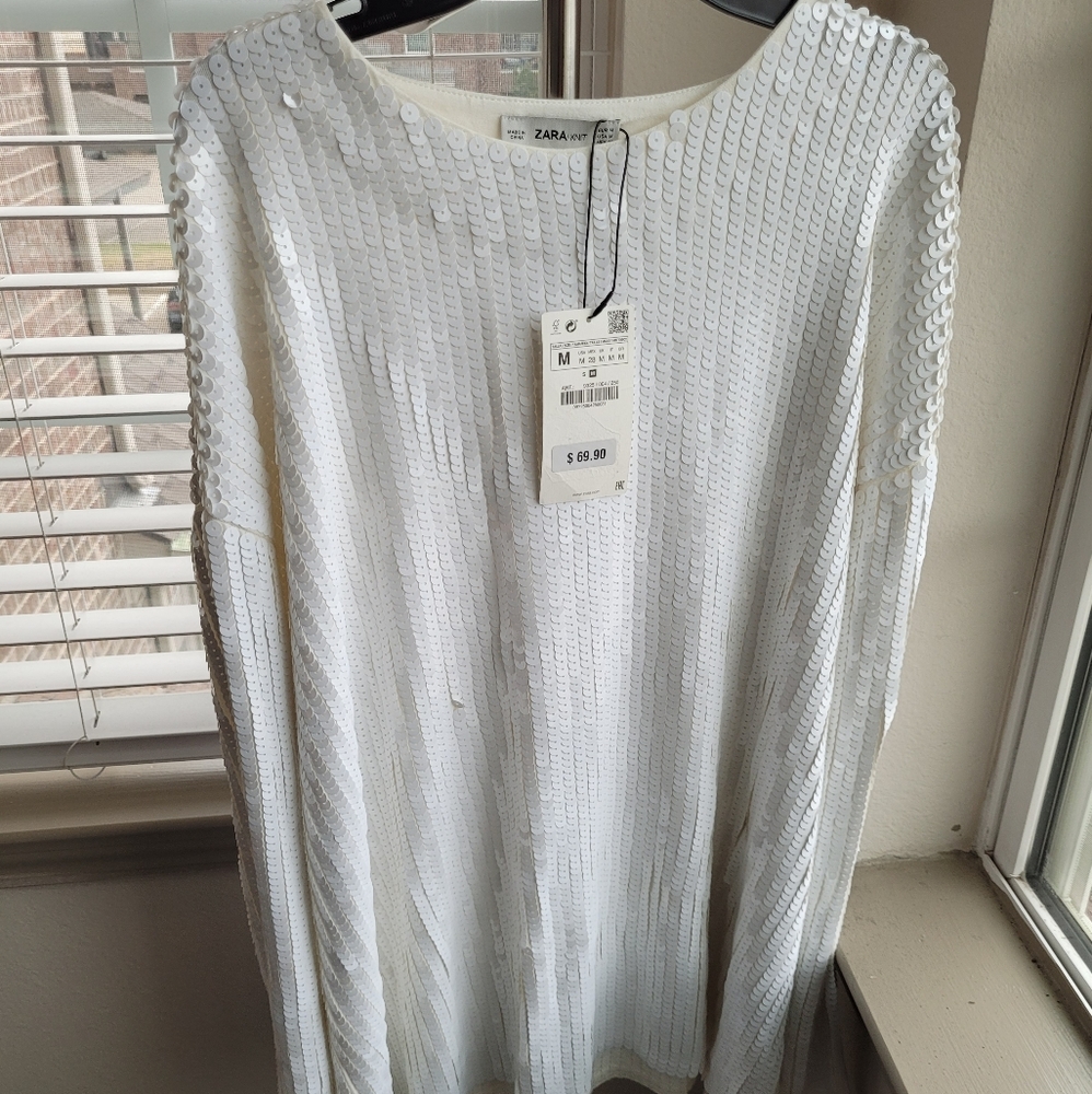 Zara's white sequin top